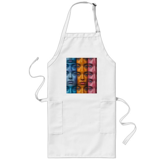 Kleurrijk gezichtspatroon lang schort (Voorkant)