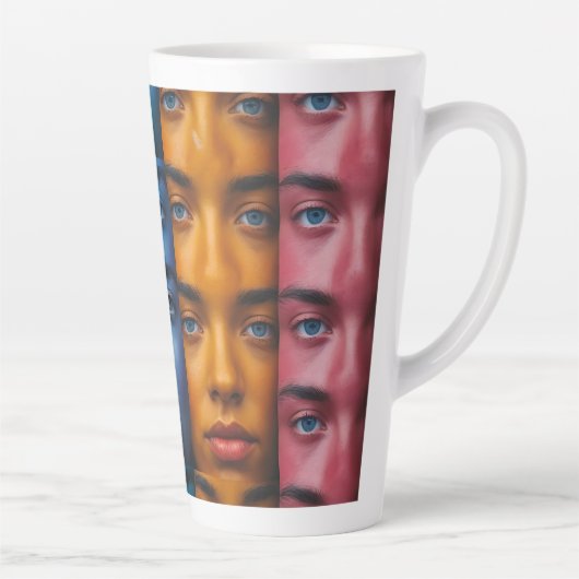 Kleurrijk gezichtspatroon latte mok (Rechts)