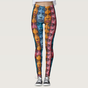 Kleurrijk gezichtspatroon leggings