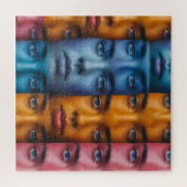 Kleurrijk gezichtspatroon legpuzzel (Horizontaal)