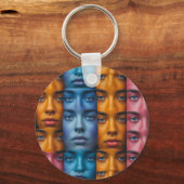 Kleurrijk gezichtspatroon sleutelhanger (Voorkant)
