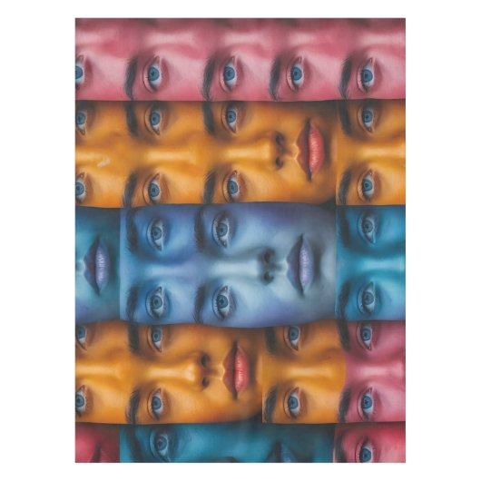 Kleurrijk gezichtspatroon tafelkleed (Voorkant)