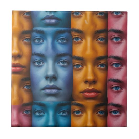 Kleurrijk gezichtspatroon tegeltje (Voorkant)