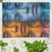 Kleurrijk gezichtspatroon theedoek (Gevouwen)