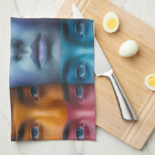 Kleurrijk gezichtspatroon theedoek (Quarter Fold)