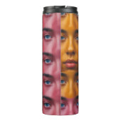Kleurrijk gezichtspatroon thermosbeker (Achterkant)