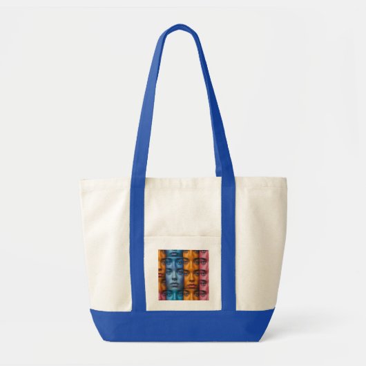 Kleurrijk gezichtspatroon tote bag (Voorkant)