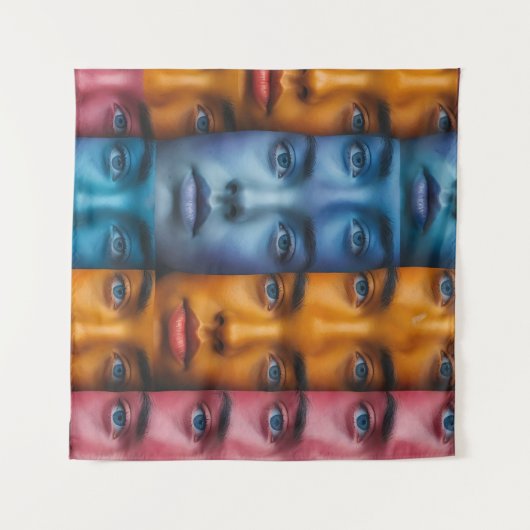 Kleurrijk gezichtspatroon wandkleed (Voorkant (horizontaal))