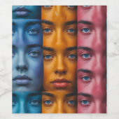 Kleurrijk gezichtspatroon wijn etiket (Enkel label)