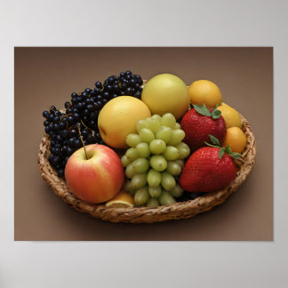 Kleurrijk Gezond Voedsel Foto van Verse Fruitmand Poster