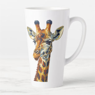 Kleurrijk Giraffe Portret Olie Schilderkunst Kunst Latte Mok