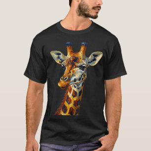 Kleurrijk Giraffe Portret Olie Schilderkunst Kunst T-shirt