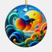 Kleurrijk Glas Abstract Betta Vis Keramisch Ornament (Voorkant)