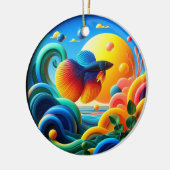 Kleurrijk Glas Abstract Betta Vis Keramisch Ornament (Links)