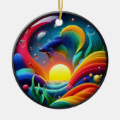 Kleurrijk Glas Abstract Betta Vis Keramisch Ornament (Voorkant)