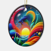 Kleurrijk Glas Abstract Betta Vis Keramisch Ornament (Links)