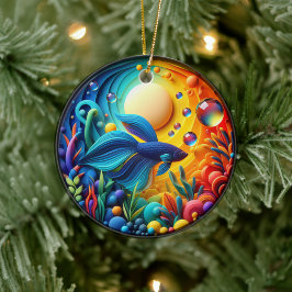 Kleurrijk Glas Abstract Betta Vis Keramisch Ornament