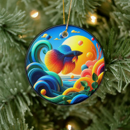 Kleurrijk Glas Abstract Betta Vis Keramisch Ornament
