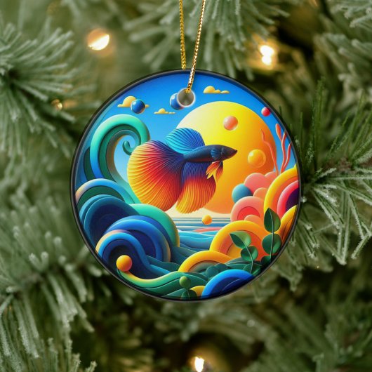 Kleurrijk Glas Abstract Betta Vis Keramisch Ornament