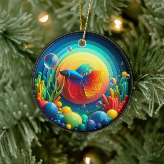 Kleurrijk Glas Abstract Betta Vis Keramisch Ornament