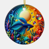 Kleurrijk Glas Abstract Betta Vis Keramisch Ornament (Voorkant)