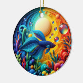 Kleurrijk Glas Abstract Betta Vis Keramisch Ornament (Links)