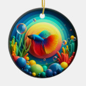 Kleurrijk Glas Abstract Betta Vis Keramisch Ornament (Voorkant)