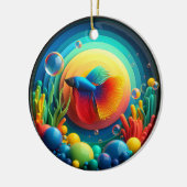 Kleurrijk Glas Abstract Betta Vis Keramisch Ornament (Links)