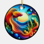 Kleurrijk Glas Abstract Betta Vis Keramisch Ornament (Voorkant)