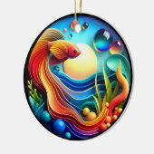 Kleurrijk Glas Abstract Betta Vis Keramisch Ornament (Links)
