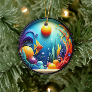Kleurrijk Glas Abstract Engelhaal Aquatisch Leven Keramisch Ornament