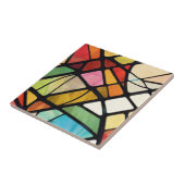 Kleurrijk Glas in lood Abstract Patroon Tegeltje (Zijkant)