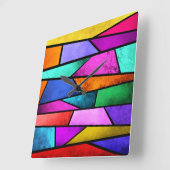 Kleurrijk Glas in lood Abstracte Paarse wandklok (Hoek)