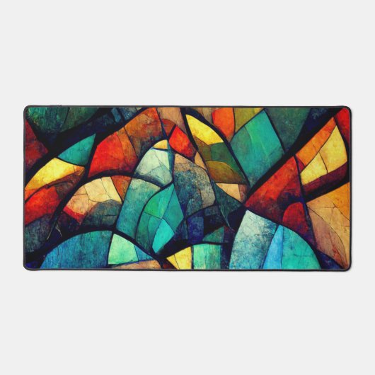 Kleurrijk Glas in lood Abstractie Bureaumat (Voorkant)
