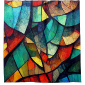 Kleurrijk Glas in lood Abstractie Douchegordijn (Voorkant)