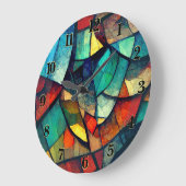Kleurrijk Glas in lood Abstractie Grote Klok (Hoek)
