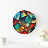 Kleurrijk Glas in lood Abstractie Grote Klok (Huis)