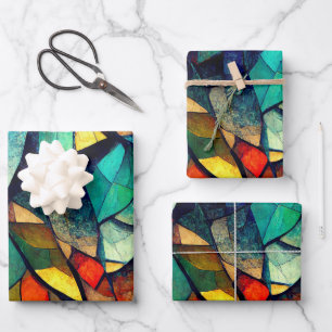 Kleurrijk Glas in lood Abstractie Inpakpapier Vel