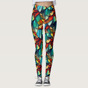 Kleurrijk Glas in lood Abstractie Leggings
