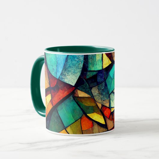 Kleurrijk Glas in lood Abstractie Mok (Voorkant links)