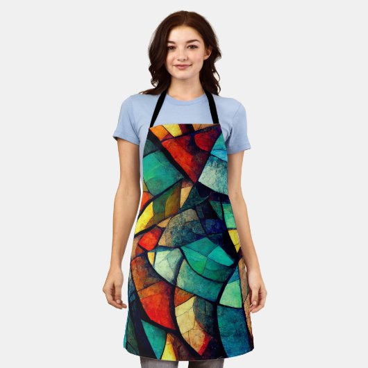 Kleurrijk Glas in lood Abstractie Schort (Gedragen)