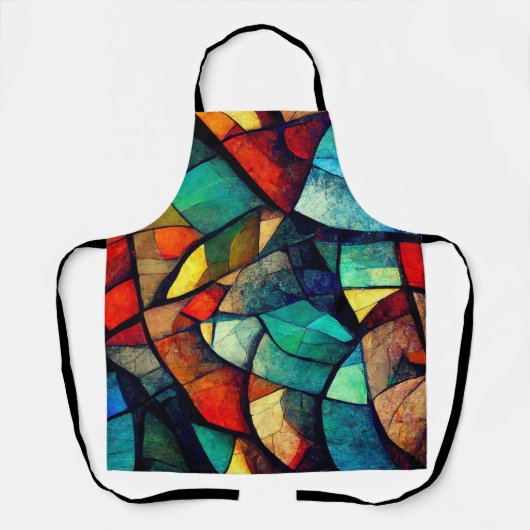 Kleurrijk Glas in lood Abstractie Schort (Voorkant)