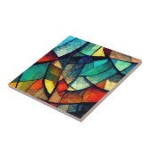 Kleurrijk Glas in lood Abstractie Tegeltje (Zijkant)