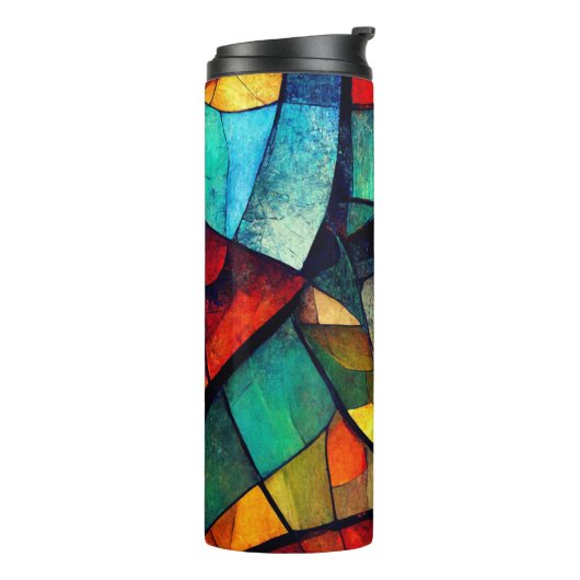 Kleurrijk Glas in lood Abstractie Thermosbeker (Gedraaid links)