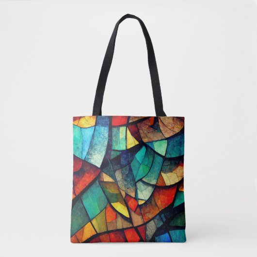 Kleurrijk Glas in lood Abstractie Tote Bag (Voorkant)