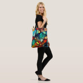 Kleurrijk Glas in lood Abstractie Tote Bag (Op model)