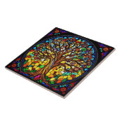 Kleurrijk Glas in lood Big Tree Naturel Inspired Tegeltje (Zijkant)