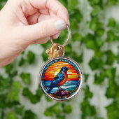 Kleurrijk Glas in lood Bird artwork Sleutelhanger (Hand)