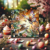 Kleurrijk Glas in lood Bloemen Bunny Easter Feestdagenkaart