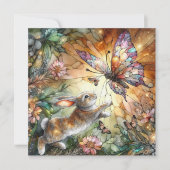 Kleurrijk Glas in lood Bloemen Bunny Easter Feestdagenkaart (Voorkant)